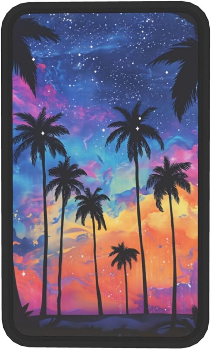 Universal Car Center Console Cushion Pad, Coconut Trees Night Sky Soft Waterproof Car Center Console Cover Auto Armrest Seat Box Cover Protector for Most Vehicle SUV Truck Car