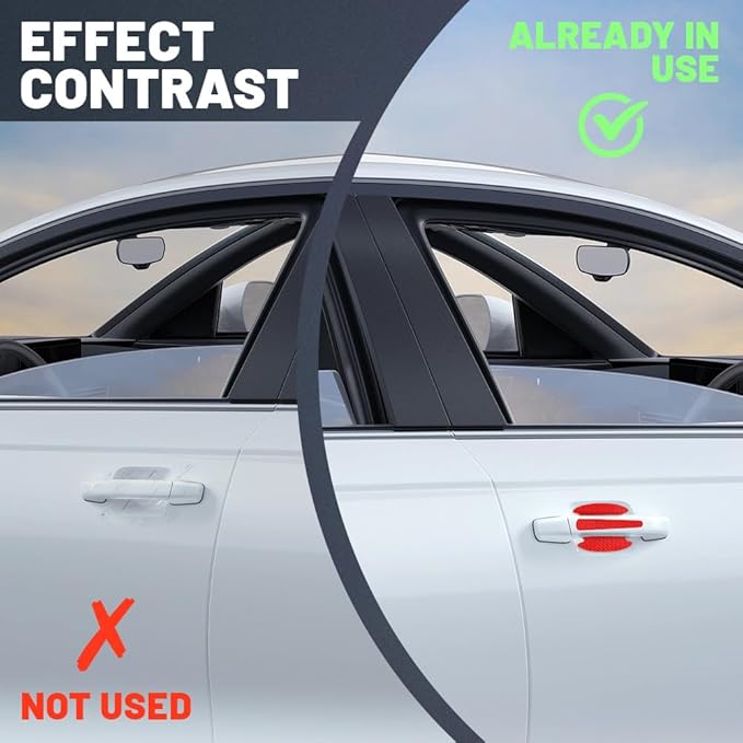 8PCS Car Door Handle Scratch Protectors, Carbon Fiber Car Door Handle Bowl Sticker, Universal Car Door Handle Paint Guard Cover, Auto Exterior Decor Door Handle Cup Protective Film for Most Models