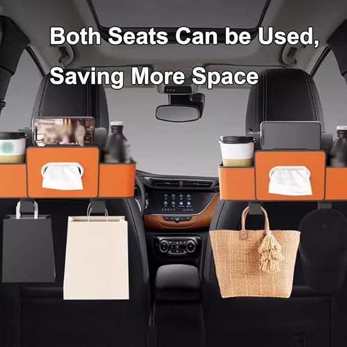 Multifunctional Car Organizers and Storage Back Seat, 3-in-1 Car Backseat Organizer, Car Seat Organizer Backseat, with Tissue, Phone, Cup, Handbag Holder (Black)