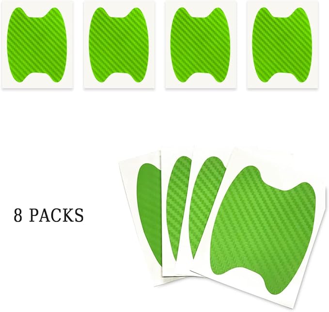 Blilo 8PCS Car Door Handle Sticker, Carbon Fiber Anti-Scratches, Universal Fit, Green/8PCS