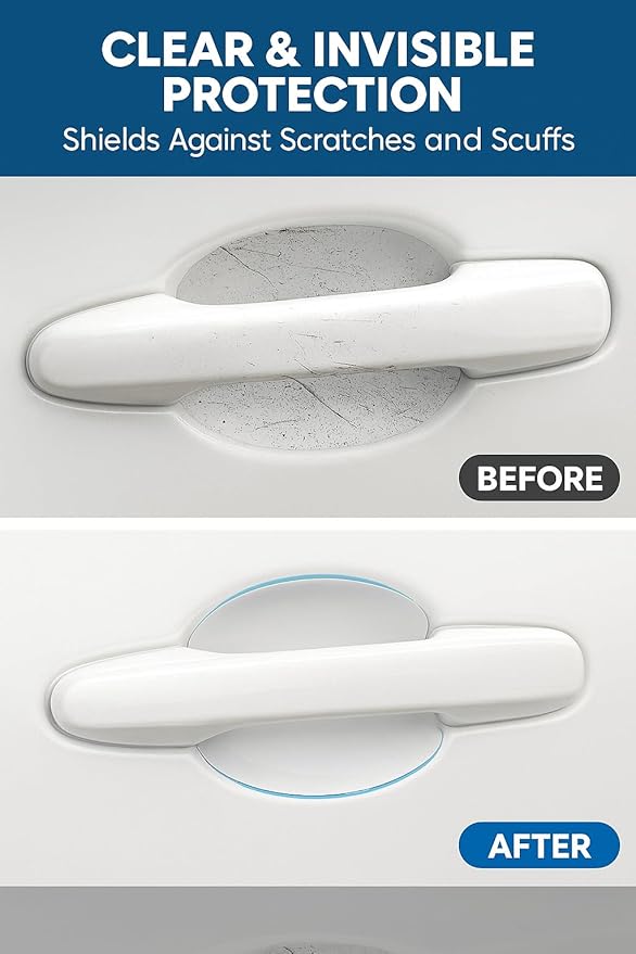10PCS Clear Car Door Handle Protector Film, TPU Anti-Scratch Handle Cup Guards, Waterproof Paint Protection for Most Vehicles