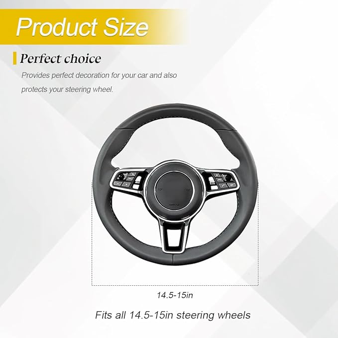 HZEL Car Steering Wheel Cover, 15 Inch PU Leather Breathable Anti-Slip Vehicle Steering Wheel Protecter with Inner Ring, Automotive Interior Accessories, Universal for SUV Sedan Truck (Dark Blue)