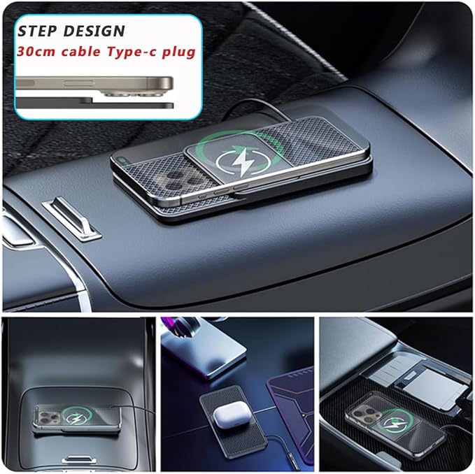 Wireless Car Charger Pad for Kia Sportage NIRO Borrego Seltos Sorento Telluride 2000-2026, Type-C/USB 20W Fast Car Charger Non-Slip Phone Charging Mat for Commutes Home Travel