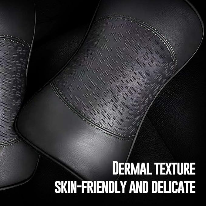HAOTULE Car Leather Neck Pillows, Neck Rest Cushions,100% Memory Foam Cervical Support, Comfortable Travel car Seats and Home Office Soft Pillows, Black a Set (2 pcs)