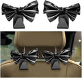 Car Headrest Hooks, 2PCS Cute Bow Vehicle Back Seat Hanger for Purses Bags, Automotive Interior Backseat Storage Hanging Organizer Decor Accessories, Universal for SUV, Sedan, Truck (Black)