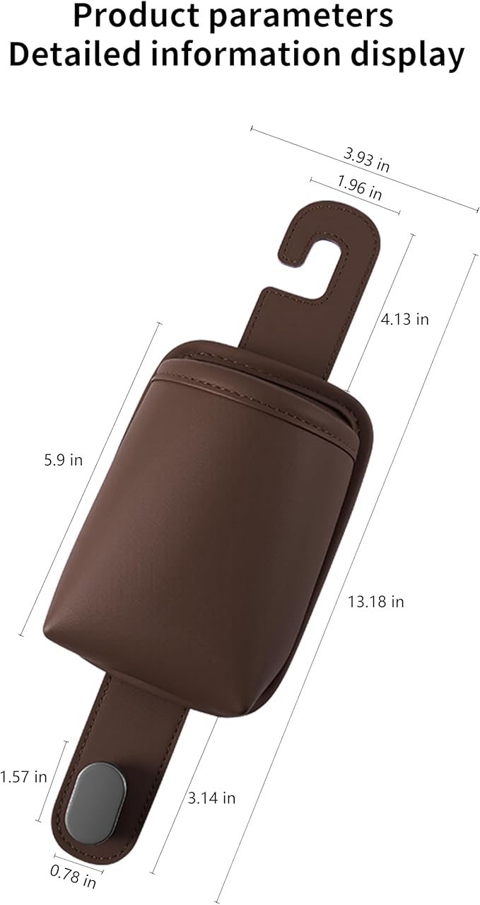 2-Pack Car Seat Back Cup Holder Organizer, Faux Leather Car Cup Holders with Hooks, Universal Backseat Storage for Drinks, Bottles & Travel Accessories (Brown)