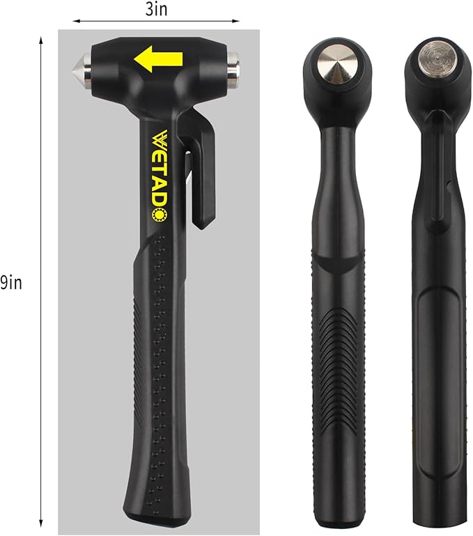 Wetado Car Safety Hammer Set, Seat Belt Cutter and Window Hammer Tool, Emergency Escape Tool Car Escape Tool 2-in-1 Seatbelt Cutter and Window Punch Breaker Tool, Glass Breaker Car Accessories