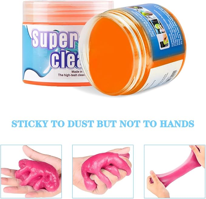 Cleaning Gel for Car, Universal Vehicle Interior Detailing Cleaning Putty Gel, Detail Cleaner Tools for Keyboard Vent PC Laptop Camera, Automotive Duster Remover Cleaner Accessories (Orange)