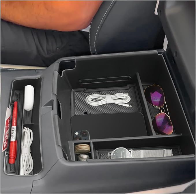 SXCY 2PCS for 2025 2026 Kia Carnival Center Console Organizer for 2025 2026 Kia Carnival Accessories [Front Tray + Armrest Organizer] for 2025 2026 Kia Carnival Console Organizer(Front+Armrest Black)