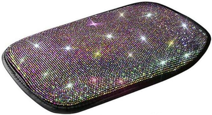Bling Crystal Armrest Cushion,Universal Glitter Diamond Center Console Armrest Cushion Pad Automotive Interior Decoration Accessories Fits Most Cars