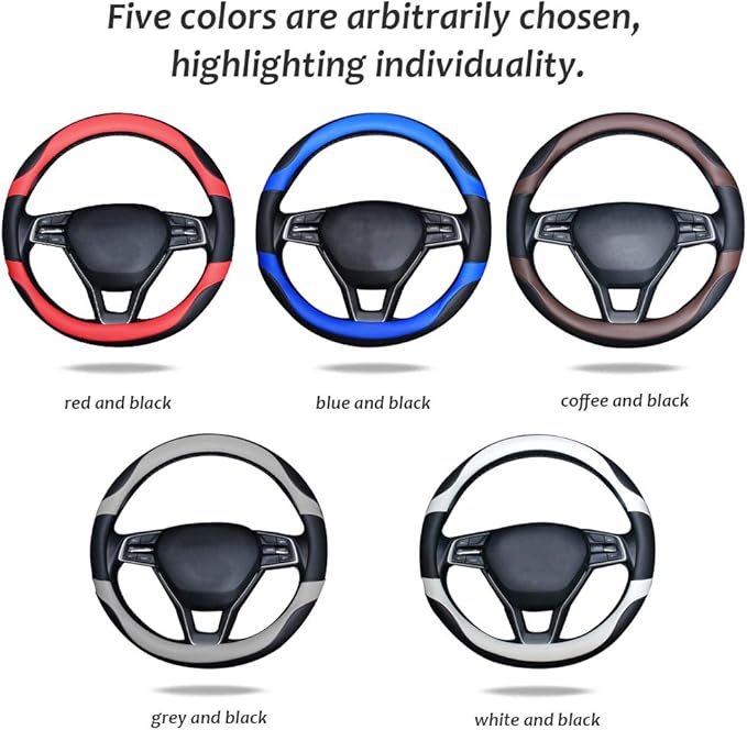 Car Steering Wheel Cover with Durable PU Leather, Universal 19 inch Fit for Car Truck SUV, Breathable Anti Slip Auto Steering Wheel Covers for Men and Women