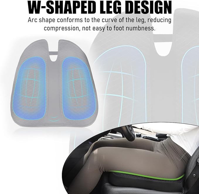 Car Seat Cushion, Soft Memory Foam Auto Cushion, Comfortable & Breathable Automotive Front Seat Buttom Cushion Pad, Universal Vehicle Truck SUV Van Car Accessories (Gray)