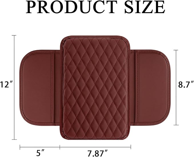 Upgraded Car Center Console Cover, Leather Armrest Cushion Pad with 2 Storage Bags, Microfiber Soft Waterproof Seat Box Cover Protector, Car Interior Decor Accessories Fit for Most Cars, Vehicles