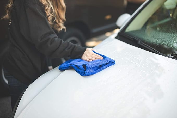 The Rag Company - Car Wash Towel - Professional Microfiber Auto Detailing and Drying Towels, Lint-Free, Streak-Free, Great for General Cleaning, 320gsm, 16in x 27in, Light Blue (Wholesale Case of 125)