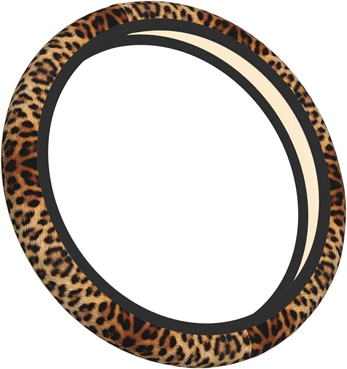 Leopard Spots Cheetah Print Universal Fit Steering Wheel Cover for Car, Truck, and SUV, Durable Steering Wheel Protection