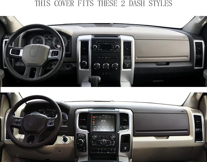 Yiz Dash Cover Mat Custom Fit for Dodge Ram 1500 2009-2018, Ram 1500 Classic 2019-2024,Ram 2500 3500 2010-2018, Ram 4500 5500 2011-2018 Dashboard Cover Pad Carpet Protector(11-18 Beige) J17