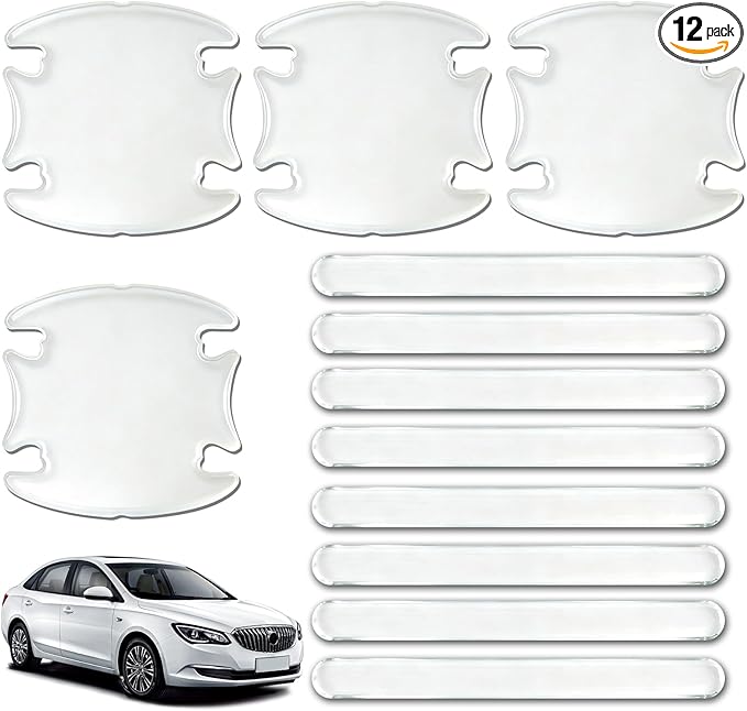KAKUPPA 12Pcs Car Door Handle Protector, Transparent Scratch Resistant Paint Protection Pad, Universal Vehicle Door Handle Cover Against Scratches and Water for Most Cars
