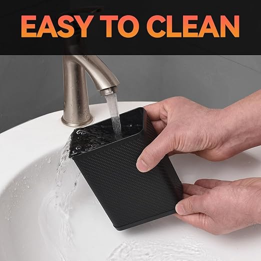 Mini Car Trash Can Multifunctional Mounted Garbage Bin Storage Box with Back Clip and Hanging Hook for Door Back Seat, Carbon Fiber