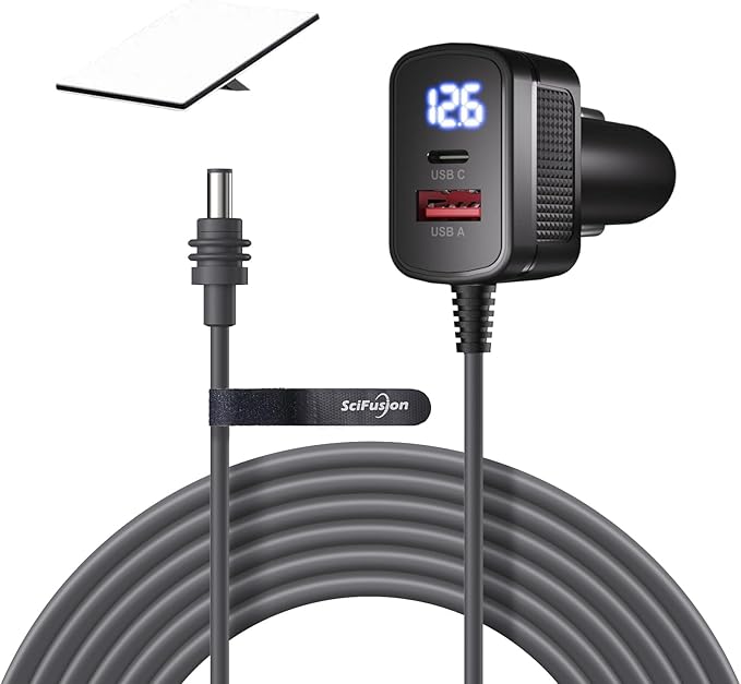 Starlink Mini Car Adapter 10FT, 3-in-1 12V DC Power Cable Cigarette Lighter Charger with Voltage Display, USB-C PD 36W + USB-A 18W (Shared 36W), 18AWG Starlink Mini Accessories for RV/Truck/Boat