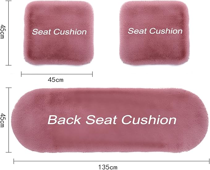 Plush Car Seat Cushion, Soft Warm Fuzzy Faux Rabbit Fur Fluffy Plush Auto Seat Cover Vehicle Car Front and Back Seat Protector Pad with Non-Slip Backing Cushion Interior Universal Fit (White,Front*1)