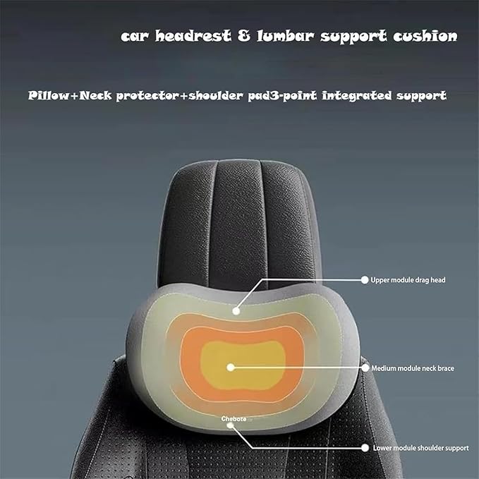 Car Lumbar Support Pillow and Car Neck Pillow for Toyota Corolla Cross 2022-2026, Ergonomic Memory Foam Car Seat Headrest & Lumbar Cushion with Adjustable Strap Neck and Back Pain Relief Cushion
