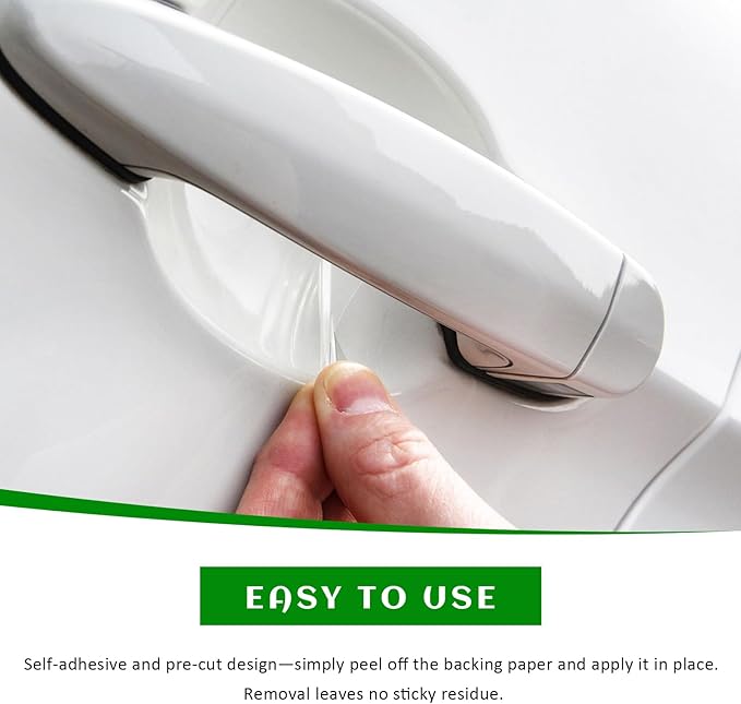 4PCS Car Door Handle Protector, Anti-Scratch Transparent Car Doors Bowl Covers Paint Guard Stickers, Waterproof Clear Self-Adhesive Door Cup Protective Film for Most Vehicles