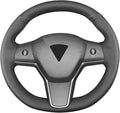Yeolpise Hand Sewn Steering Wheel Cover,Fit for Tesla Model 3 2017-2023/Model Y 2020-2023,Non-Slip Breathable Microfiber Leather Steering Wheel Cover On Wrap Car Interior Accessories