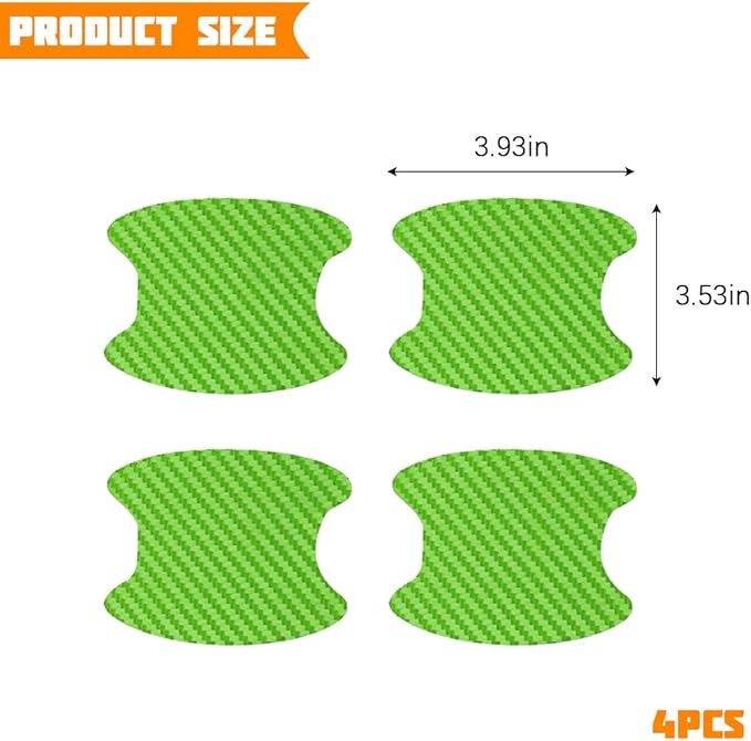 Car Door Handle Cup Protector, 4PCS Carbon Fiber Anti-Scratch Vehicle Door Handle Bowl Sticker, Self-Adhesive Automotive Paint Protective Film, Universal for SUV RV Truck (Green)