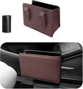 Car Trash Can, Foldable Waterproof Leather Car Garbage Organizer Holder, Automotive Mini Dustbin Container with One Roll Trash Bag, Universal Interior Car Accessories (Dark Brown)