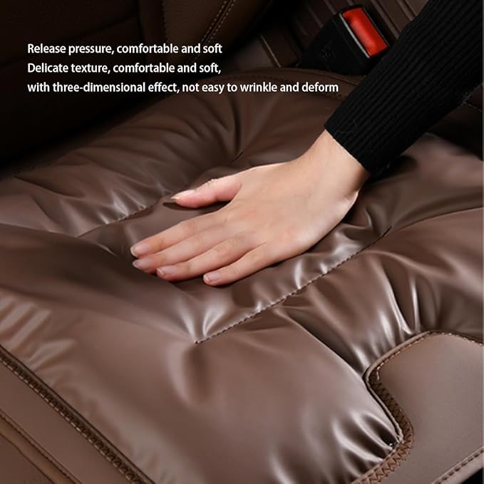 Livena Car Seat Cushion for Long Driving, Livena Lumbar Comfortable Memory Foam Car Seat Cushion, Universal Anti-Slip Seats Covers Front (Red)
