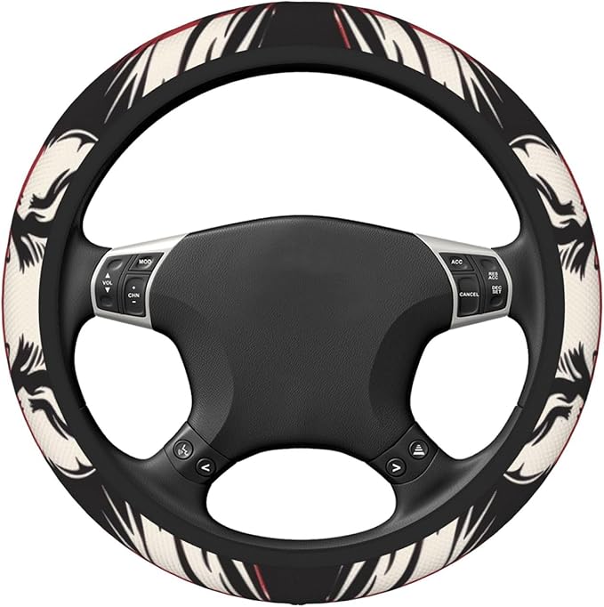 Steering Wheel Cover Polyester Thick Non-Slip Car Steering Wheel Cover Protector Universal 15 Inch, American Flag Lion