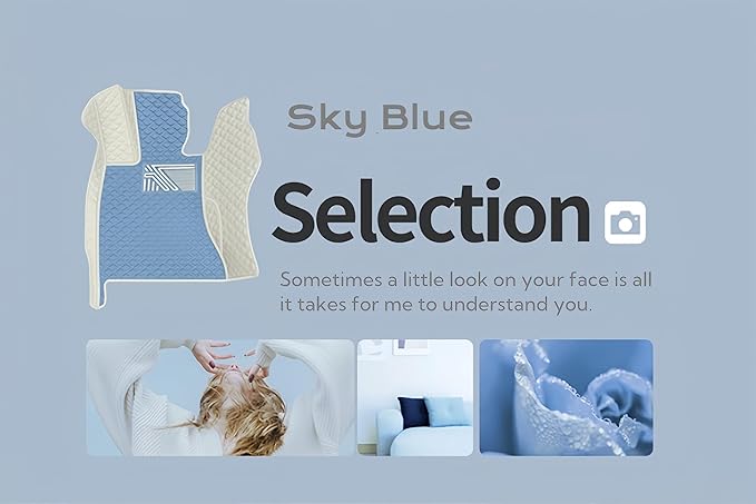 Custom Making Car Floor Mats for 98% Sedan SUV Car Protection Full Coverage Mats Anti-Slip Leather Floor Liners All Weather Car Floor Mats (White+Sky Blue)