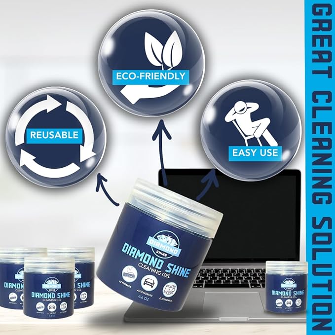 Diamond Shine Car Detailing Gel - Remove Particles, Lint, Debris, Dust - Air Vent, Cupholder, Dashbord, Gear Shifter, Console, Keyboards
