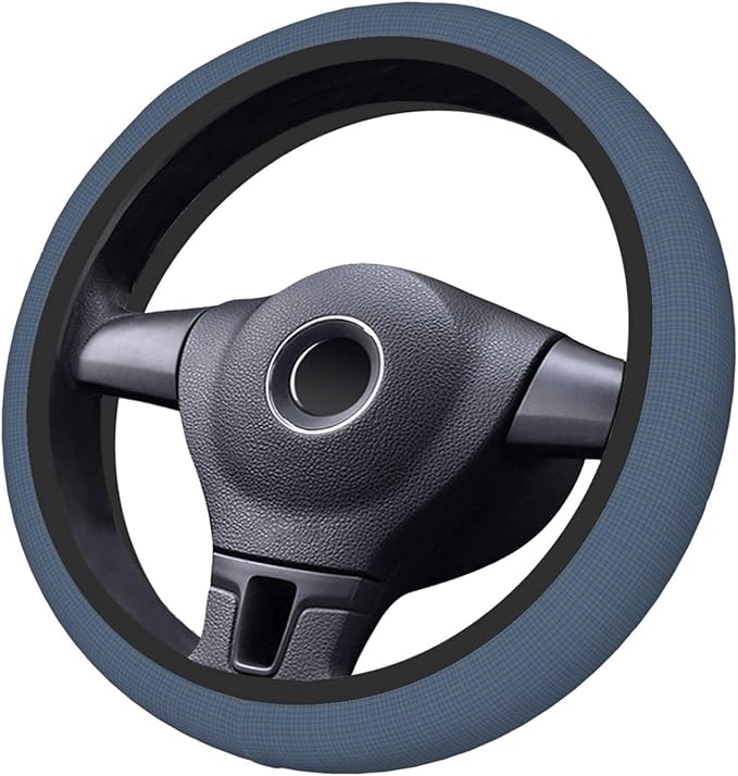 Thickened Elastic Steering Wheel Cover, Plaid Clan Thompson Tartan Grey Blue Ultra, Soft, Breathable, Fit for Cars, SUVs, Trucks, Stylish Comfortable Grip