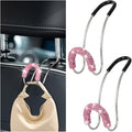 Bling Car Headrest Hook, 2PCS Crystal Rhinestone Vehicle Seat Purse Bag Organizer Hanger, Diamond Automotive Backseat Storage Holder Hook Accessories, Universal for SUV Truck Van (Pink)