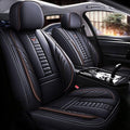 Niscarda Custom Front Car Seat Cover for Volkswagen Taos 2022-2024, Breathable Leather Seat Cushion with Storage Pocket Airbag Compatible (Black and Coffee, Front Pair)