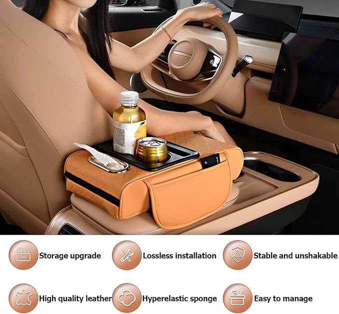 Car Armrest Cushion for Benz SLK 1998-2006,5-in-1 Center Console Cover Gel Center Console Pad with Memory Foam, Non-Slip Comfort Elbow Rest for Long Drive,34 * 17.5 * 7Black red