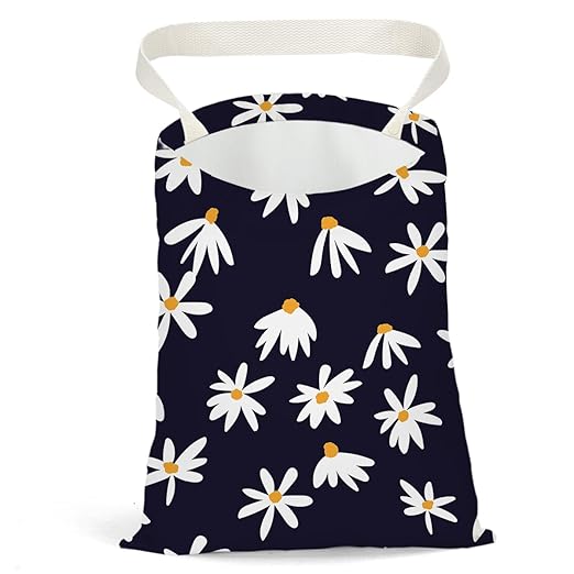 Pykfrhh Car Trash Bag, Car Garbage Bag, Car Trash Bag Hanging, Waterproof Car Back Seat Organizer, Car Trash Can for Car Accessories, Vehicle, Travelling, Camping, Flower Daisy Decor
