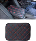 Ziciner Car Leather Center Console Cushion Pad, Comfortable Waterproof Armrest Seat Box Cover Protector, Auto Interior Protection Accessories, Universal for Most Vehivles, SUV,Truck (Black/Red Line B)