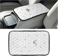 Mandark Bling Car Center Console Cover, Rhinestones Crown Vehicle Armrest Seat Box Mat Pad, Diamond Automotive Interior Arm Rest Cushion Protector Decor Accessories, Universal Fit(White)