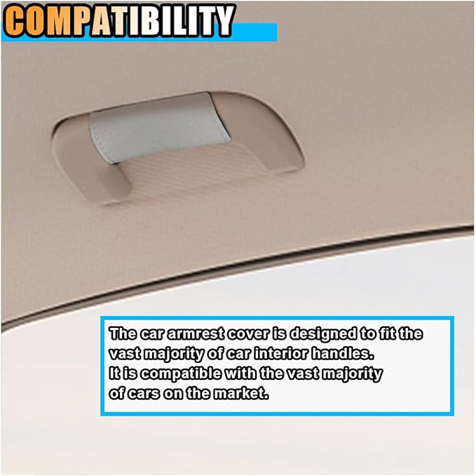 2PCS Car Inside Door Handle Protector, Colorful Soft Fluff Car Pull Handle Cover, Anti-Scratch Grab Handle Wrap, Car Interior Decoration Accessories for Women Men (Grey)