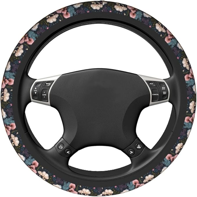 Mushrooms Cute Steering Wheel Cover Non-Slip Breathable Sweat-Absorbent Suitable for SUV Van Truck Car Universal Protection Accessories 15 Inch Suitable for Women Men