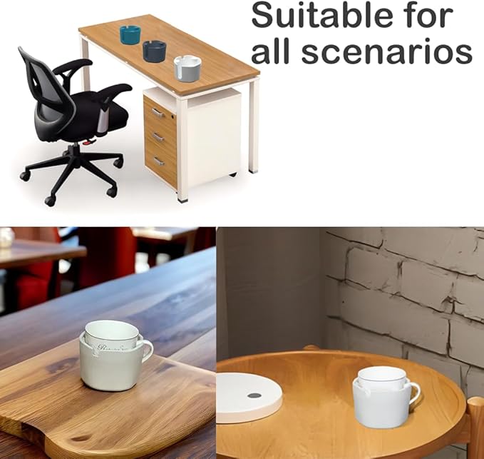 Anti-Spill Cup Holder, FINTHECH Desk Cup Holder,Silicone Suction Cup Holder for Smooth Flat Desk，Holds Cups (White).