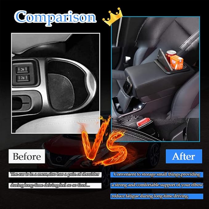 DURASIKO Car Center Console Pad with Front Storage Pocket for Phone,PU Leather Armrest Cushion with Cup Holder,Elbow Rest Pillow,Universal Car Armrest Seat Box Cover Protector for Most Vehicles