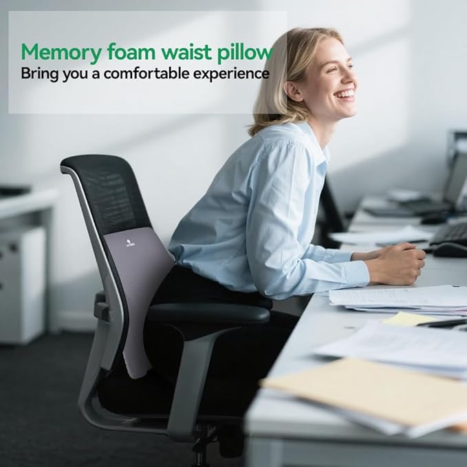 FAIZJUNBEN Lumbar Support Pillow, Memory Foam Cushion, Improve Posture and Relieve Low Back Pain, Lumbar Support for car Seats, Gaming Chairs, Office Chairs, wheelchairs