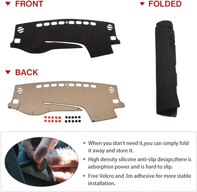 CARTIST Dashboard Cover Mat for 2014-2017 2018 2019 Toyota Highlander Accessories Dash Cover Suede Dash Mat Sunshade Glare UV Rays Protector