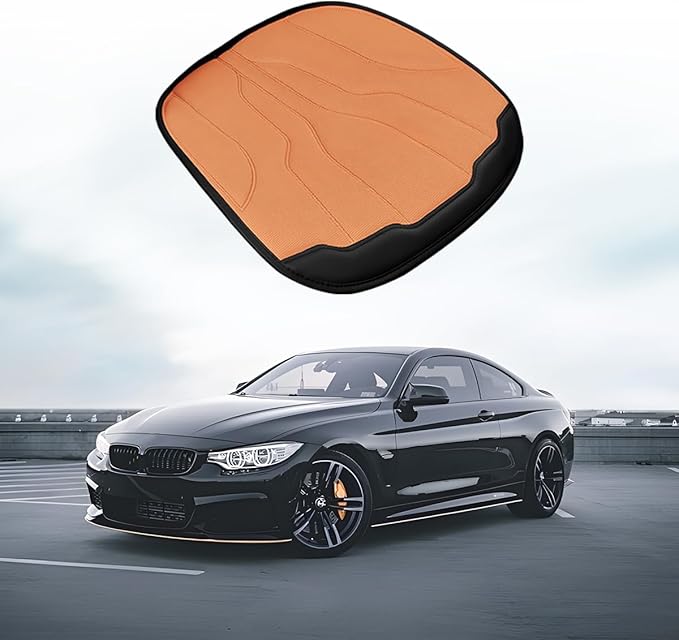 Car Seat Cushion Pad, Comfortable Foam Non-Slip Vehicle Front Seat Bottom Protector for Back Pain Relief, Breathable Automotive Chair Covers, Universal for SUV RV Truck (Orange)