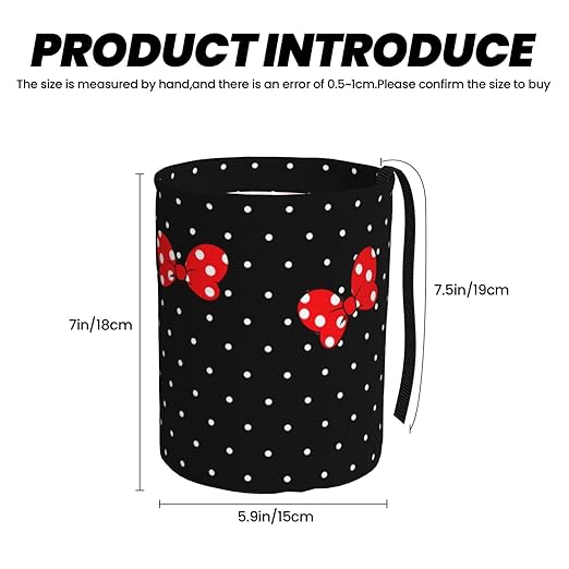 Cute Black Dots Red Bow Car Trash Can Garbage Cans Foldable,Small Hanging Car Organizer Storage Bag Leak Proof, Auto Back Seat Trash Bin Universal for Truck, SUV, Outdoor Travel
