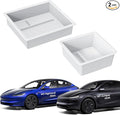 Center Console Organizer for New Model 3/Y: 2PCS Center Console Storage, Armrest Tray for Tesla 2025+ Model Y Juniper & 2024-2025 Model 3 Highland with ABS Material Non-Slip Wear-Resistant White