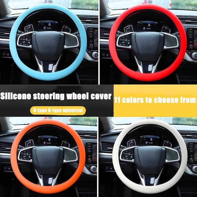Universal Four Season Thin Silicone Steering Wheel Cover - Anti Slip Wear Resistant Comfortable for Car Orange